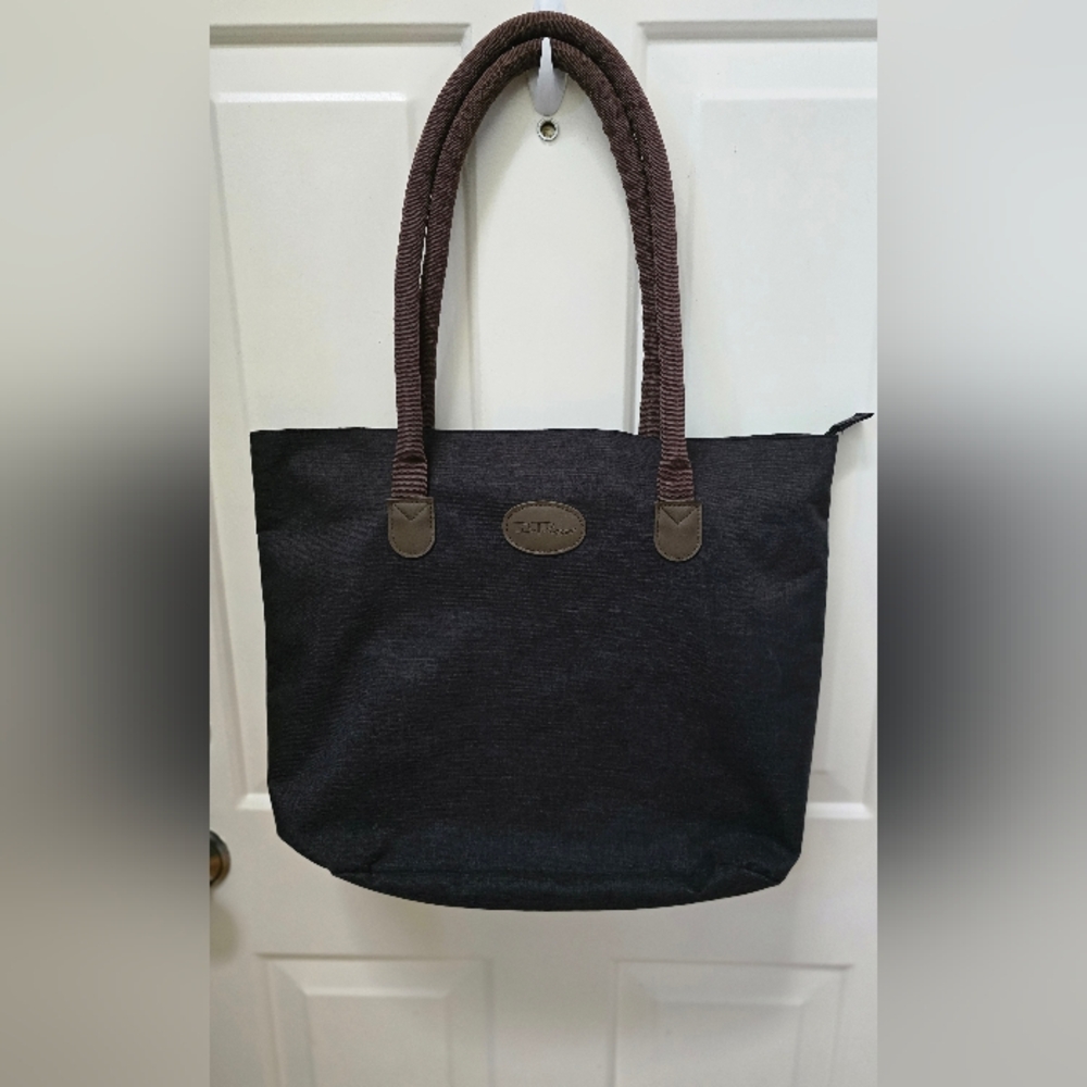 Bella Russo Black and Brown Tote Bag W/ Zipper Closure